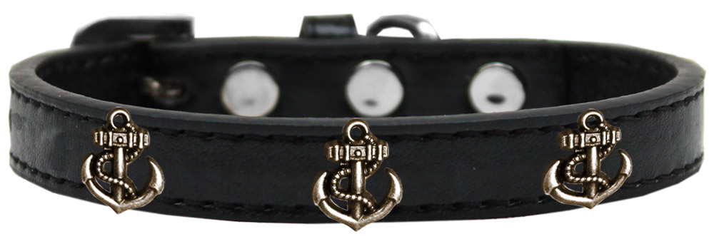 Bronze Anchor Widget Dog Collar Black Size 16